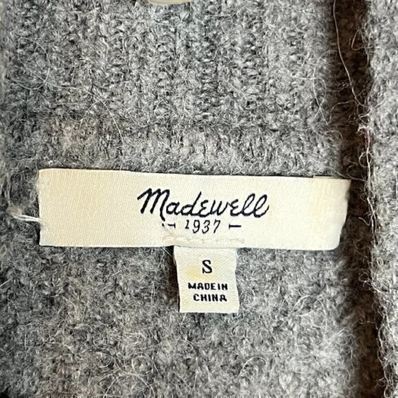 Madewell grey waffle knit merino wool blend mock neck sweater - Picture 4 of 6